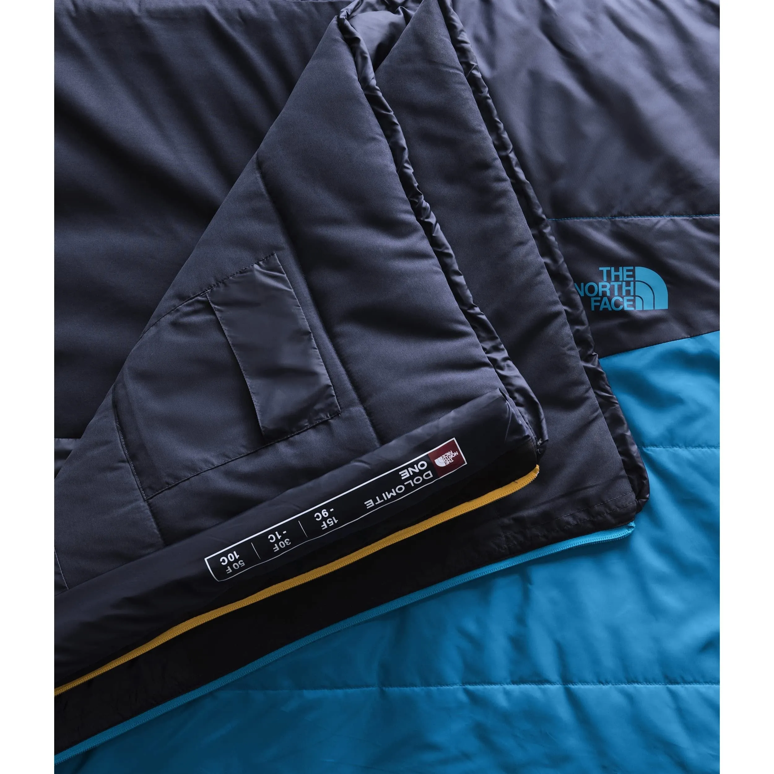 THE NORTH FACE Dolomite One 15F / -9C, 3-in-1 Insulated Camping Sleeping Bag, Hyper Blue/Radiant Yellow-NPF, Regular