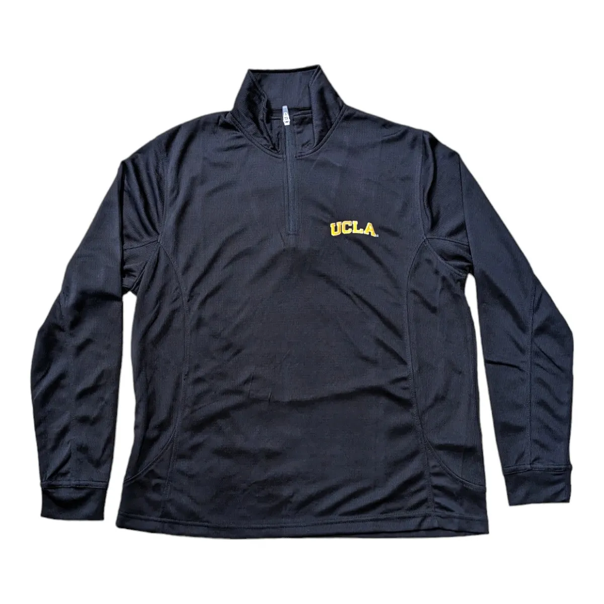 UCLA Block Mesh 1/4 Zip Tech Pullover Black