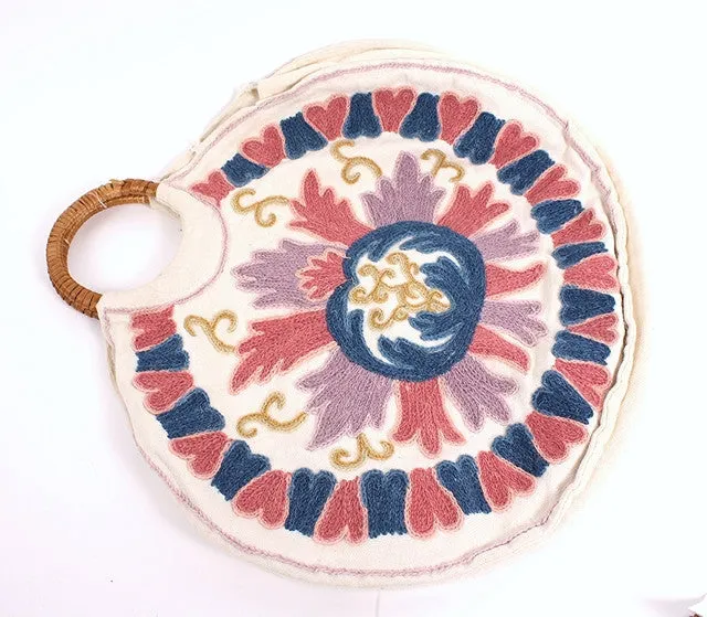 Vintage 70's Circle Embroidered Bag