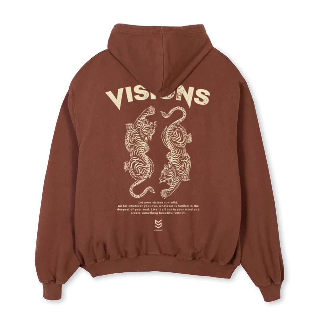 VISIONS TIGREII Vintage Brown Oversized Hoodie.