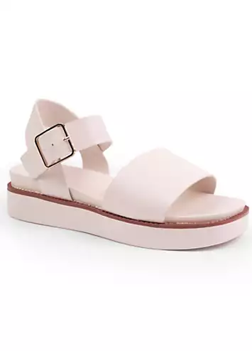 Where’s That From Phoenix Cream Wide Fit Buckle Flat Sandals | Grattan