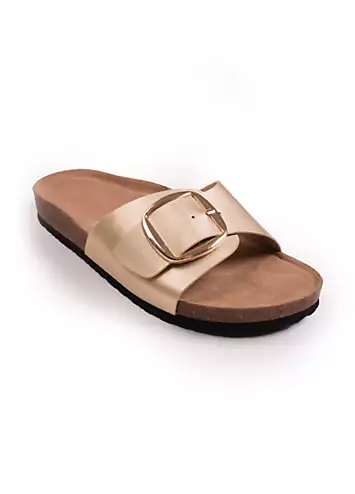 Where’s That From Sequoia Gold Single Strap Buckle Flat Sandals | Grattan