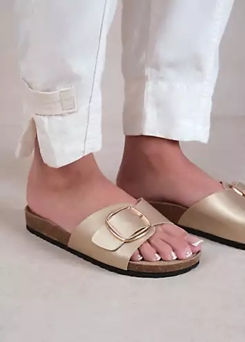 Where’s That From Sequoia Gold Single Strap Buckle Flat Sandals | Grattan