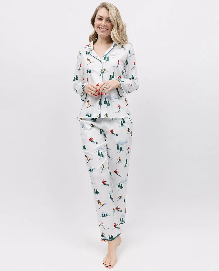 Whistler White Mix Womens Ski Print Pyjama Set