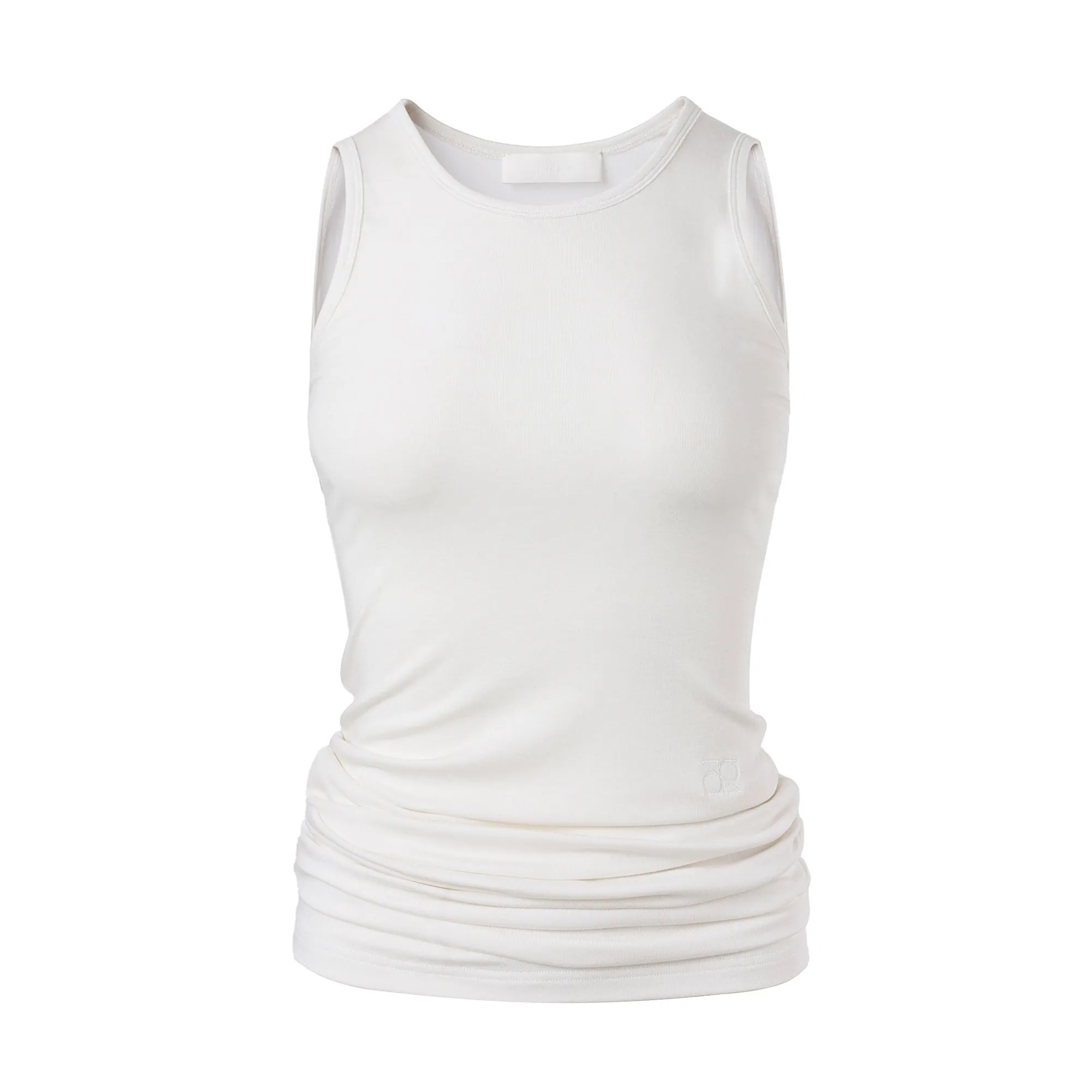 White Drop-hem Sheer Tank Top-