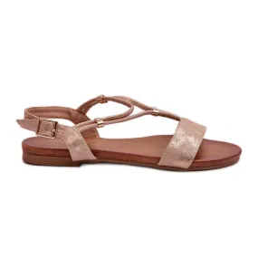 Women's Flat Sandals With Straps S.Barski KV27-010 Gold golden