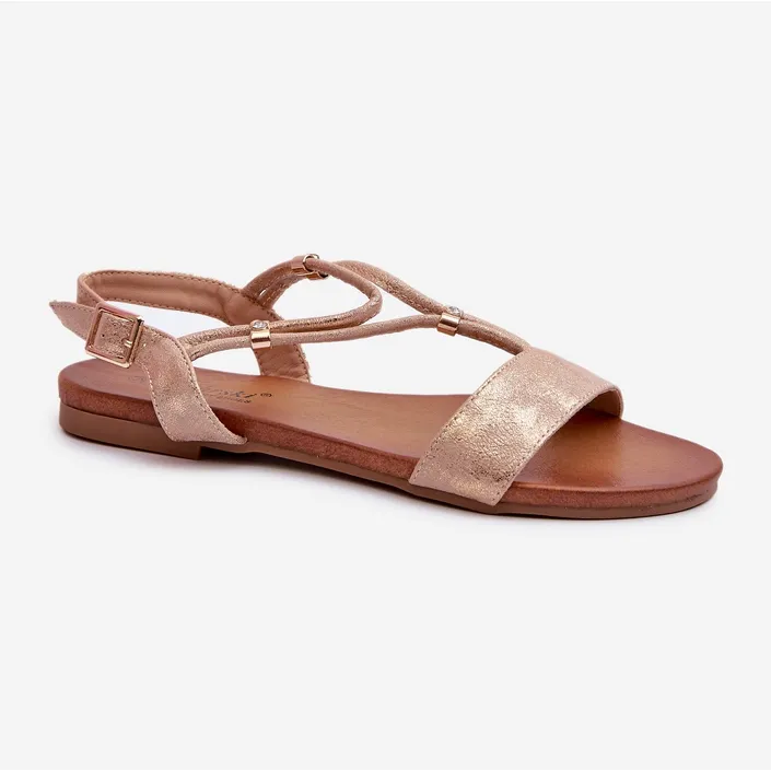 Women's Flat Sandals With Straps S.Barski KV27-010 Gold golden