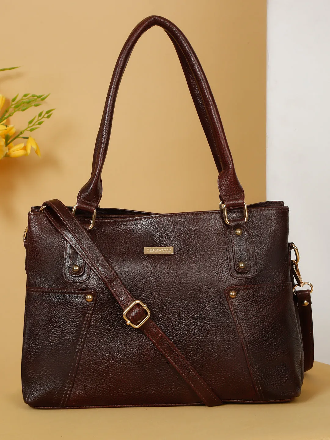 Women's  Textured Leather Handheld Bag