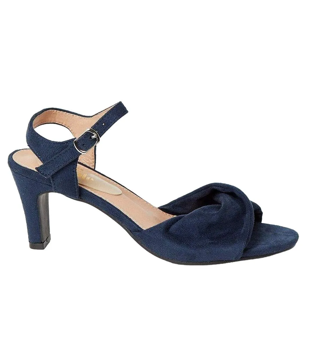 Womens/ladies trisha two part wide heeled sandals navy Good For The Sole