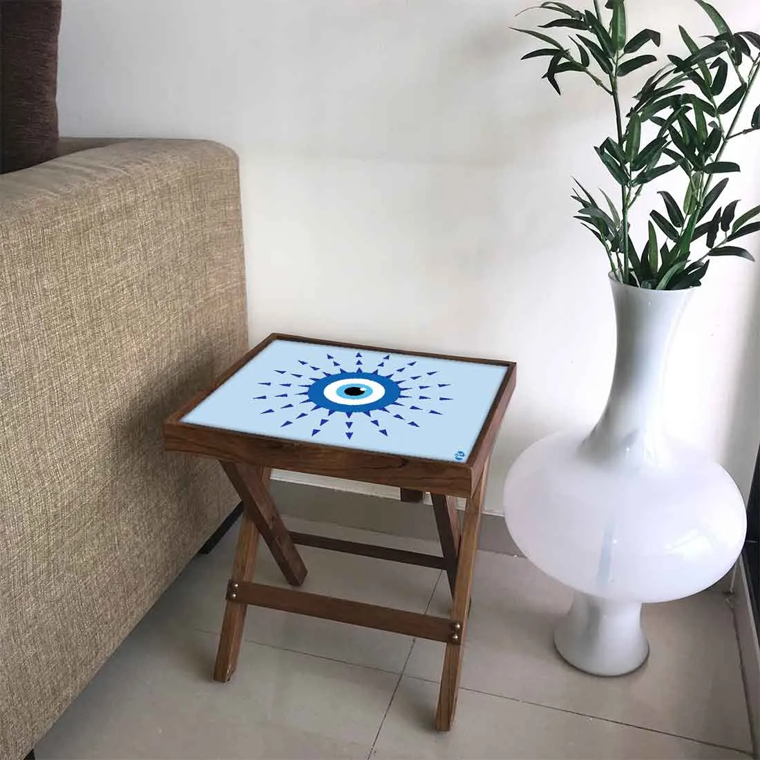 Wooden Folding Side Table for Bedroom Sofa - Evil Eye Protector