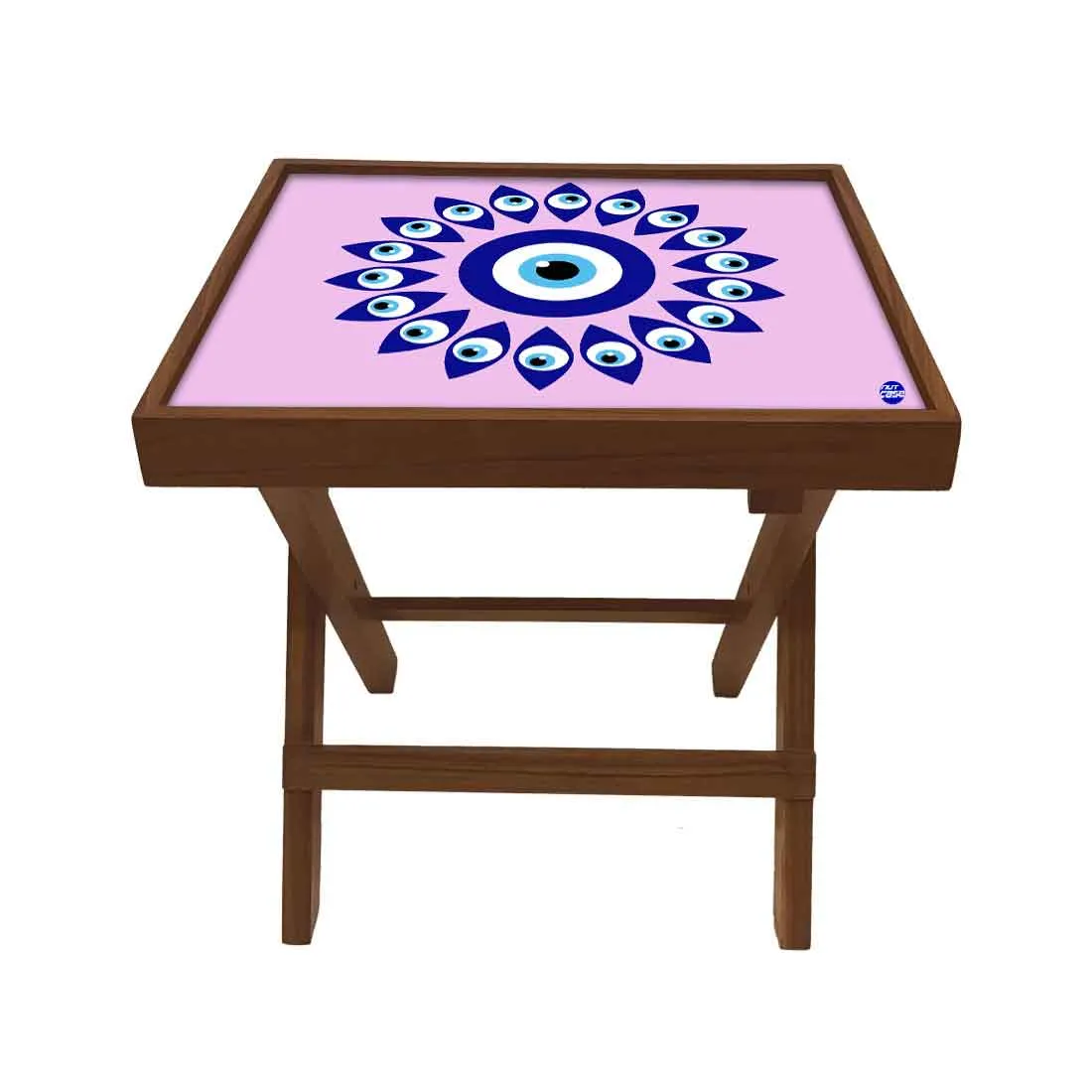 Wooden Folding Side Table for Bedroom Sofa - Evil Eye Protector