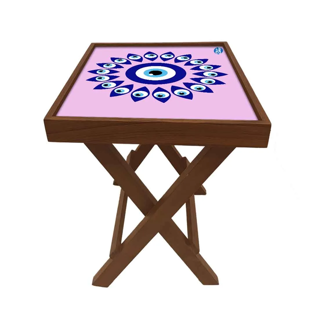 Wooden Folding Side Table for Bedroom Sofa - Evil Eye Protector