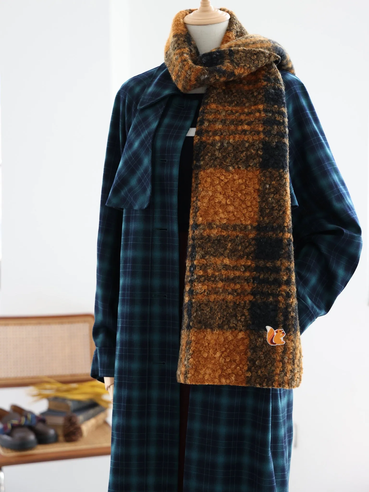 Woodland Friends Tartan Scarf (Cheerful Squirrel)