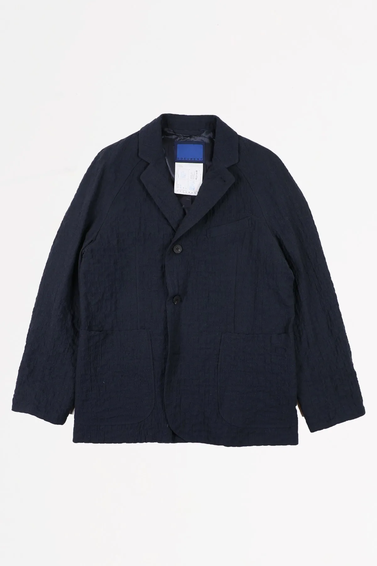 Wool Cotton Raglan Jacket - Navy