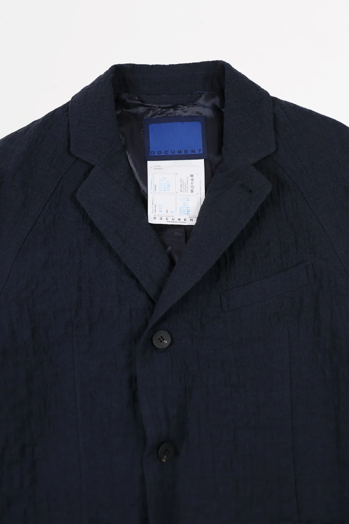 Wool Cotton Raglan Jacket - Navy